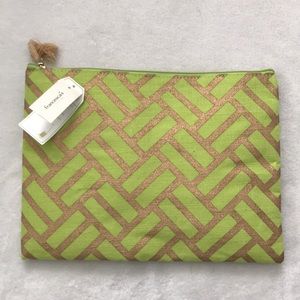NWT Gold and green clutch